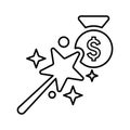 Money Wizard icon. Line, outline design Royalty Free Stock Photo