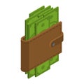 Money in your wallet. Cash in purse. Dollars in your pouch. Financial illustration Royalty Free Stock Photo