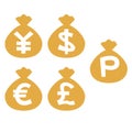 Moneybags, key currency, point, illustration Royalty Free Stock Photo