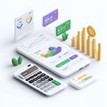 MoneyFlow Modern Fintech Graphs and Charts Royalty Free Stock Photo