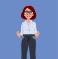 Broke Businesswoman Having no Money in her Pockets Vector Cartoon illustration