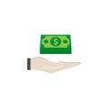 Moneys in hand flat icon, finance and business