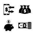 Moneys. Simple related vector icons