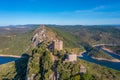 Monfrague castle at Extremadura province in Spain. Royalty Free Stock Photo