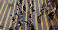 Top down view of people cross the street Royalty Free Stock Photo