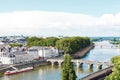 Monge Quai and bridges in in Angers city, France