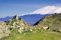 Mongialino's Castle and Etna Volcano