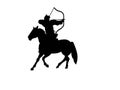 Mongol horse archer black silhouette Royalty Free Stock Photo