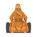 Mongol Khan, Central Asian Nomad Man Character in Traditional Clothing Vector Illustration