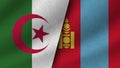 Mongolia and Algeria Realistic Two Flags Together