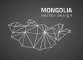 Mongolia black triangle vector mosaic outline map