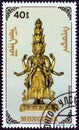 MONGOLIA - CIRCA 1991: A stamp printed in Mongolia from the `Buddhas` issue shows Avalokitecvara, circa 1991.