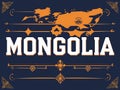 Mongolia Country Map National Identity Graphic Design Royalty Free Stock Photo