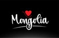 Mongolia country text typography logo icon design on black background