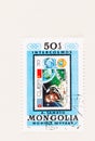 Mongolia Cuba Stamp on Stamp Royalty Free Stock Photo