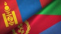 Mongolia and Eritrea two flags textile cloth, fabric texture