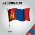 MONGOLIA flag National flag of MONGOLIA on a pole