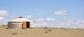 Mongolian traditional ger standing alone in Gobi Desert, Mongolia Royalty Free Stock Photo