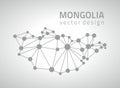 Mongolia grey vector dot mosaic outline map