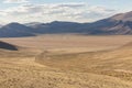 Mongolia landscape with nomad yurts. Mongolian nomad on a motorcycle