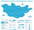 Mongolia Map - Info Graphic Vector Illustration Royalty Free Stock Photo