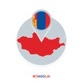 Mongolia map and flag, vector map icon with highlighted Mongolia Royalty Free Stock Photo
