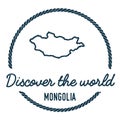 Mongolia Map Outline. Vintage Discover the World.