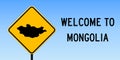 Mongolia map on road sign.