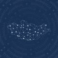 Mongolia network, constellation style country map.