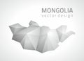 Mongolia polygonal triangle grey and silver vector map