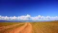 Mongolia. The road across the steppe towards the mountains the Sayan mountains near lake Hovsgol in Mongolia, near the village of Royalty Free Stock Photo