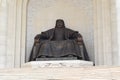 Mongolia, Ulaanbaatar - May 11.2022: Monument to Genghis Khan seating in the center of the National History Gallery