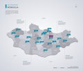Mongolia vector map with infographic elements, pointer marks Royalty Free Stock Photo