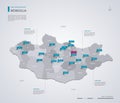 Mongolia vector map with infographic elements, pointer marks