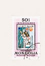 Mongolia Vietnam Stamp on Stamp Royalty Free Stock Photo