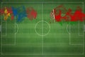 Mongolia vs Belarus Soccer Match, national colors, national flags, soccer field, football game, Copy space