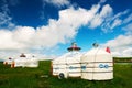 The mongolia yurts on the summer grassland Royalty Free Stock Photo