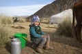 Mongoliad nomad girl playing outside