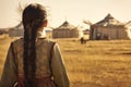 Mongolian ancient young girl. Generate Ai