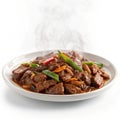 Mongolian beef isolated on white background Royalty Free Stock Photo