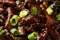 Mongolian beef stewed in dark soy sauce with spices. Asian style food Royalty Free Stock Photo