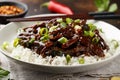 Mongolian beef stewed in dark soy sauce with spices. Asian style food Royalty Free Stock Photo