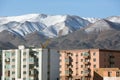 Mongolian city, houses and mountains