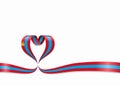 Mongolian flag heart-shaped ribbon. Vector illustration.