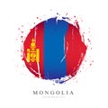 Mongolian flag in the shape of a big circle