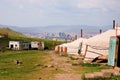 Mongolian ger tents in the hills above Ulan Bator