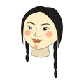 Mongolian girl face. Happy Women`s Day. International holiday. March 8. Spring. Beautiful young woman