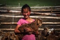 Mongolian Girl With Goat