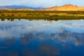 Mongolian landscape with lake and mountains