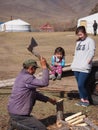 Mongolian Local Chopping Wood